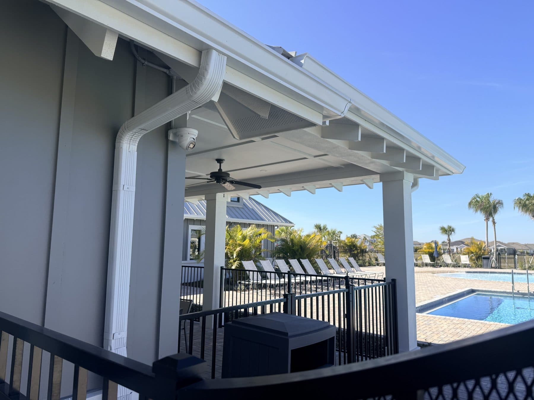 Security camera covering a community amenity center