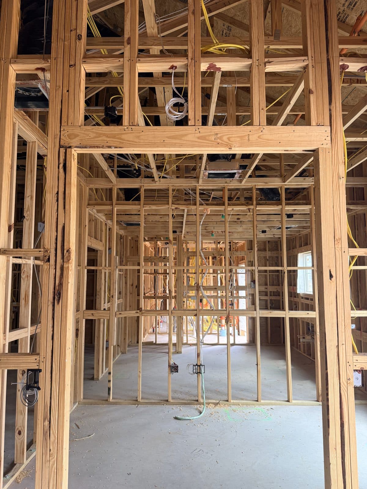 Structured wiring run through new construction framing